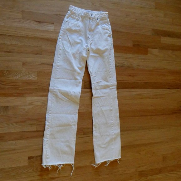 Zara White High-Rise Long Straight Jeans - Picture 1 of 5